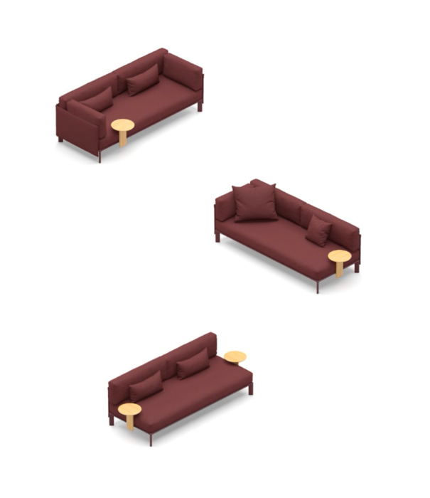 Vitra  Vitra Anagram Modular Sofa fabric Cento 12, dark burgundy base