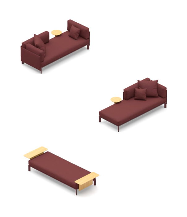 Vitra  Vitra Anagram Modulaire Bank stof Cento 12, donker bordeaux voet