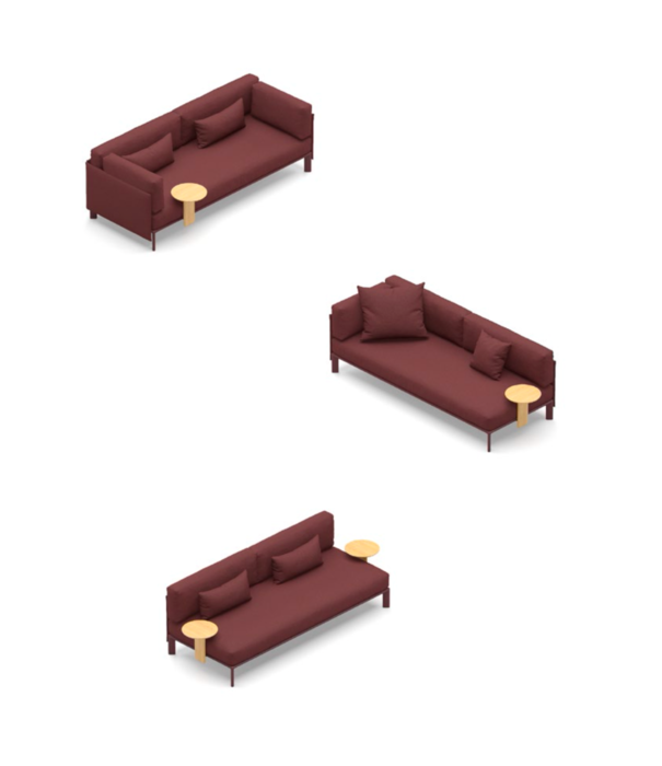 Vitra  Vitra Anagram Modulaire 3 zits Bank stof Cento 12, donker bordeaux voet