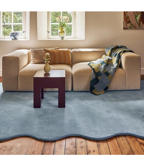 Layered  Scallop Rug Soft Blue