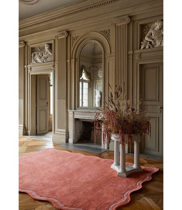 Layered  Scallop Rug Raspberry Red