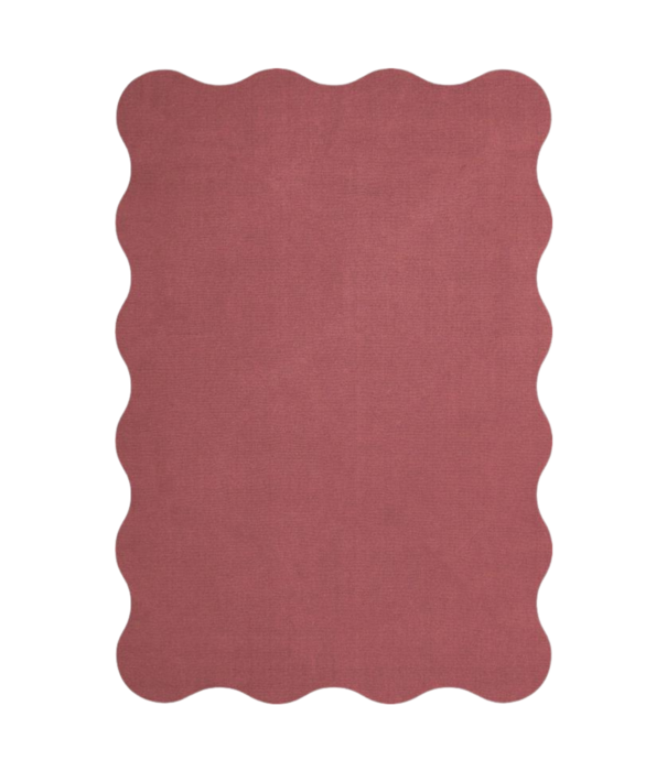 Layered  Scallop Rug Raspberry Red