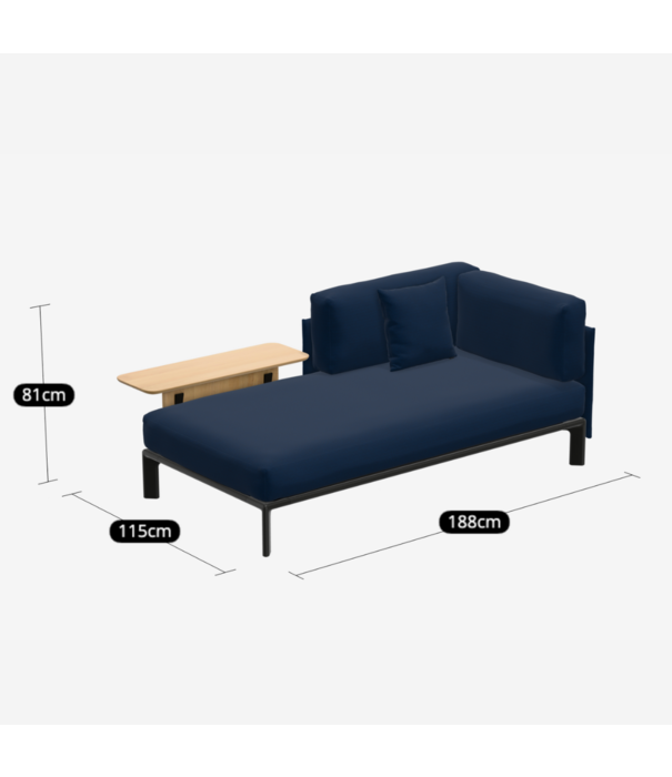 Vitra  Vitra Anagram Modular 2 seater Sofa fabric Laser RE 19 blue, with large side table