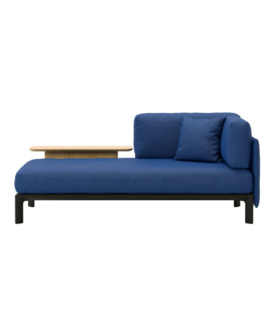 Vitra Anagram 2-seater Sofa left open, Laser RE 19 blue, with side table