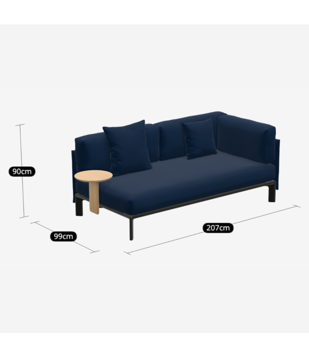 Vitra  Vitra Anagram Modular 2 seater Sofa left open,  Laser RE 19 blue, with side table