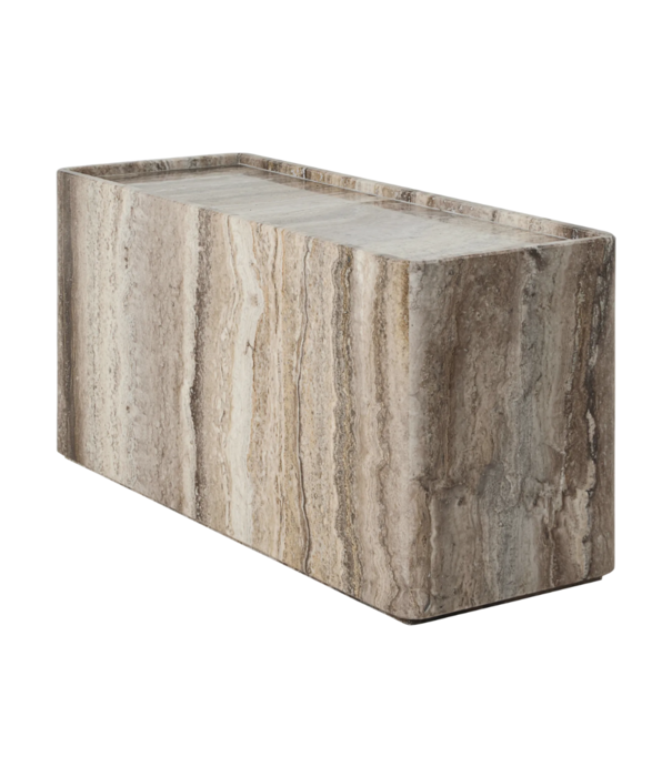 Gubi  Gubi Pietra side table, travertine rectangular