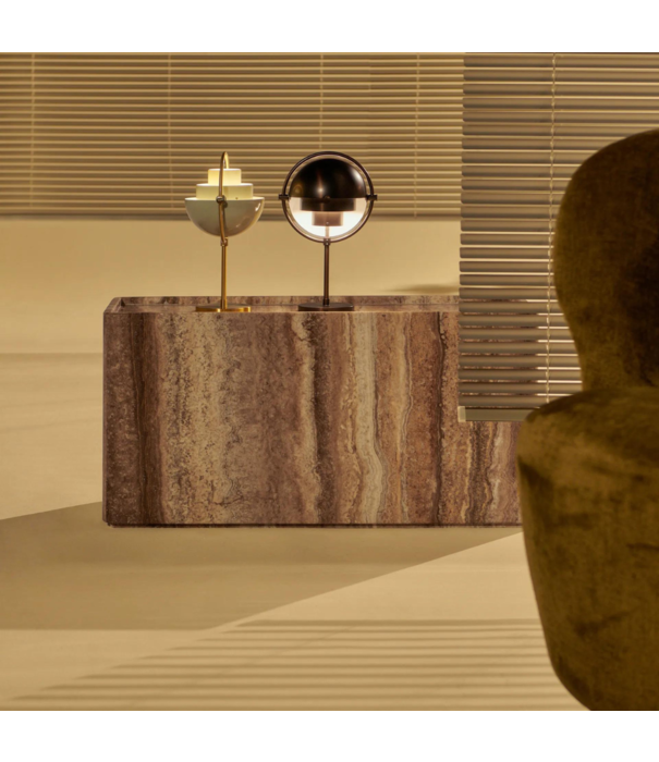 Gubi  Gubi Pietra side table, travertine rectangular