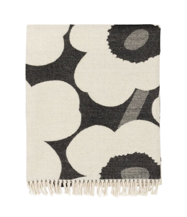 Marimekko Marimekko Unikko Wool Blanket white/black 130 x 180