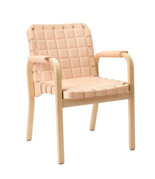 Artek Armchair 45 birch, natural coloured leather