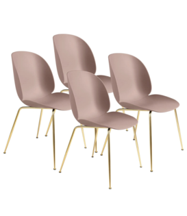 Gubi Beetle Chair Sweet Pink 4-pack, brass conic base