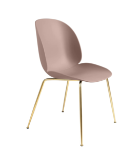 Gubi Beetle Chair Sweet Pink, brass conic base