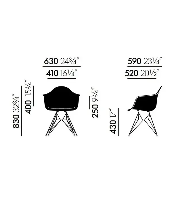 Vitra  Vitra Eames DAR Plastic Armchair upholstered, white base