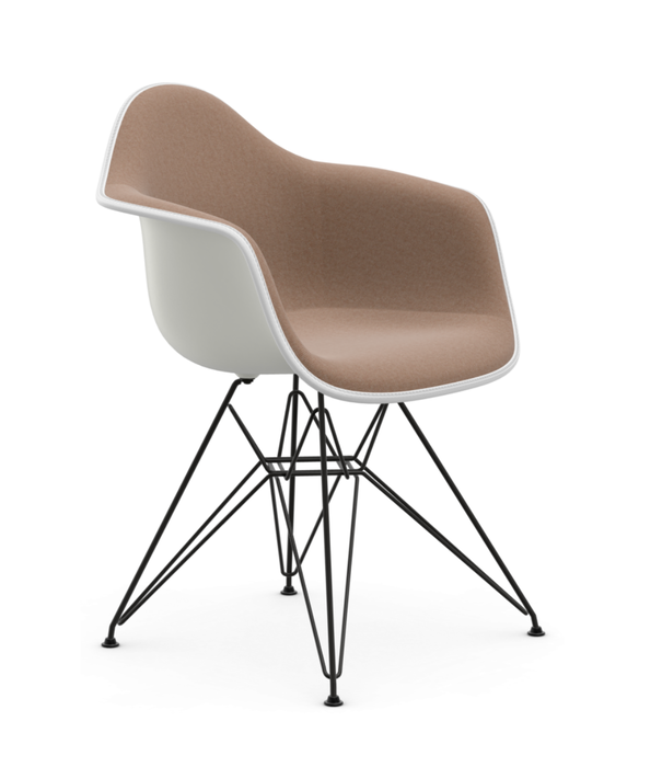 Vitra  Vitra Eames DAR Plastic Stoel met arm,  bekleed, zwart onderstel