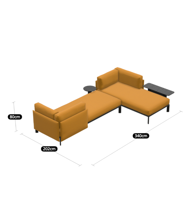Vitra  Vitra Anagram L vorm Bank stof Dumet Mango, zwart onderstel