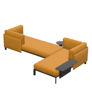 Vitra Anagram L vorm Bank stof Dumet Mango, zwart onderstel