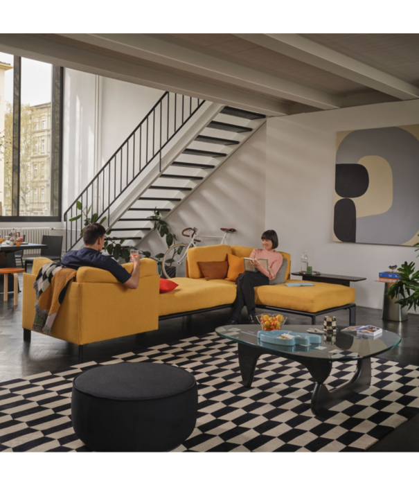 Vitra  Vitra Anagram L vorm Bank stof Dumet Mango, zwart onderstel