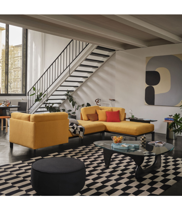 Vitra  Vitra Anagram L vorm Bank stof Dumet Mango, zwart onderstel