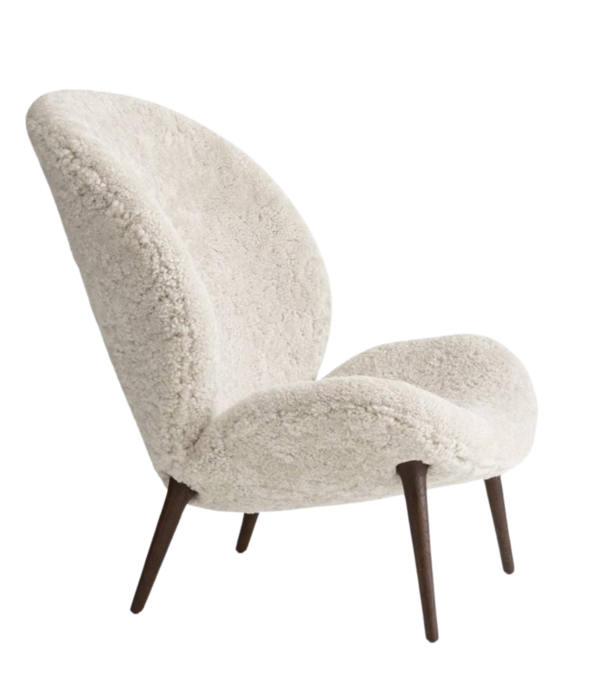 Vipp  Vipp - 466 Lodge lounge stoel donker eiken,  Skandilock Curly 09 off white