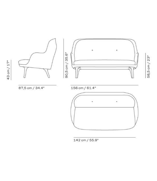 Fritz Hansen Fritz Hansen JH140 Fri Sofa L156
