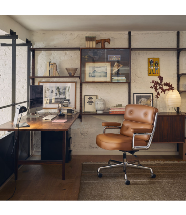 Vitra  Vitra Lobby Chair ES 104 polished aluminium, Premium F leather cognac