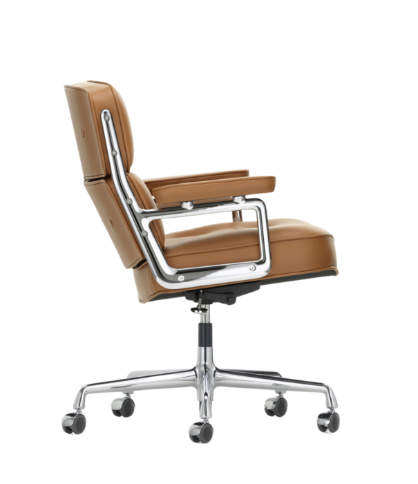 Vitra  Vitra Lobby Chair ES 104 gepolijst aluminium, Premium F leer cognac