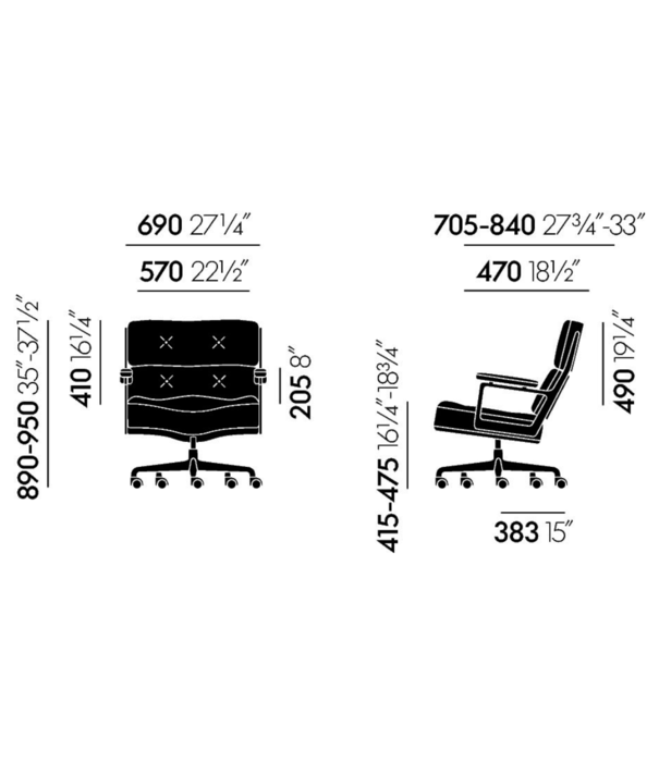 Vitra  Vitra Lobby Chair ES 104 Bureaustoel zwart leer