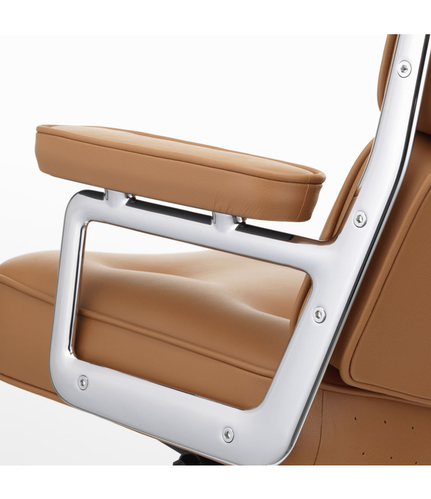 Vitra  Vitra Lobby Chair ES 105 Armchair polished aluminium, Premium F leather cognac
