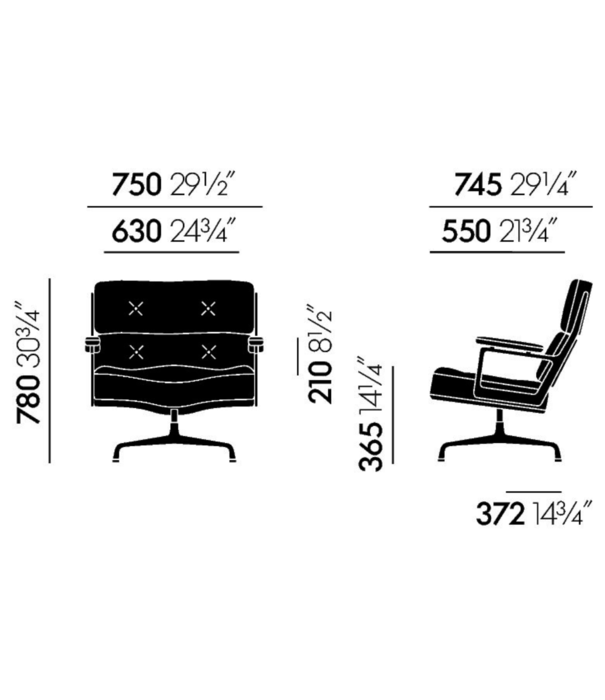 Vitra  Vitra Lobby Chair ES 105 Armchair polished aluminium, Premium F leather cognac