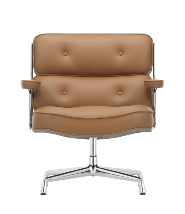 Vitra  Vitra Lobby Chair ES 105 Armchair polished aluminium, Premium F leather cognac