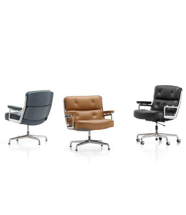 Vitra  Vitra Lobby Chair ES 108 polished aluminium, Premium F leather smoke blue