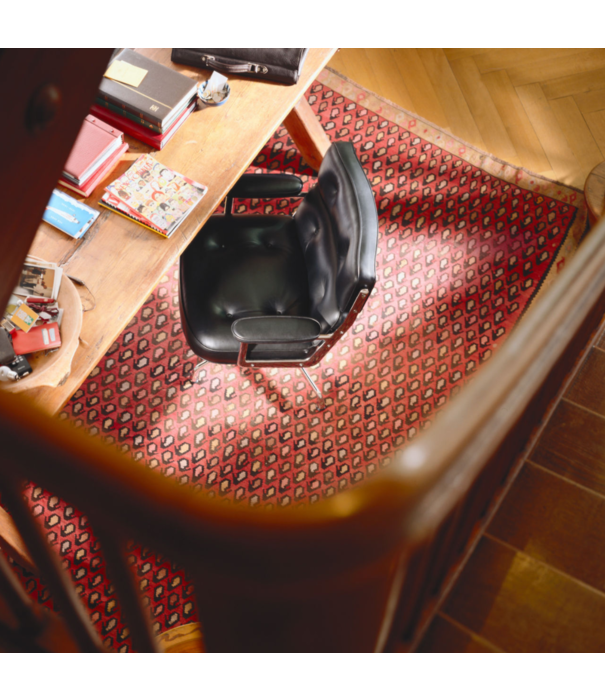 Vitra  Vitra Lobby Chair ES 108 polished aluminium, Premium F leather smoke blue