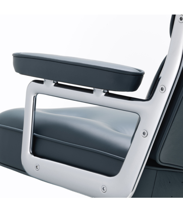 Vitra  Vitra Lobby Chair ES 108 gepolijst aluminium, Premium F leer smoke blue