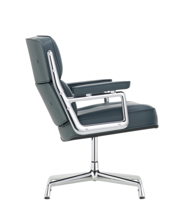 Vitra  Vitra Lobby Chair ES 108 gepolijst aluminium, Premium F leer smoke blue