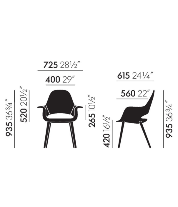 Vitra  Organic Chair Conference black ash, Hopsak coral-poppy red
