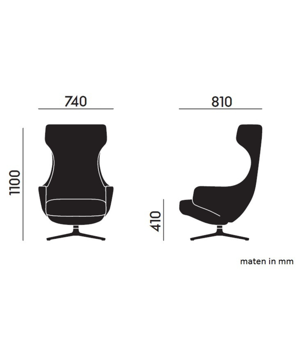 Vitra  Grand Repos Lounge Stoel m. Ottoman, Dumet pale blue-emerald