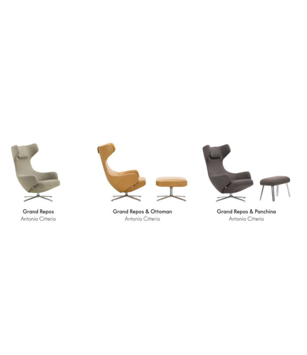 Vitra  Grand Repos Lounge Chair w. Ottoman, Dumet pale blue-emerald