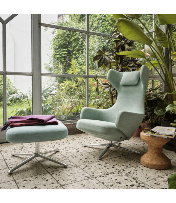 Vitra  Vitra Grand Repos Lounge Stoel m. Ottoman, Dumet pale blue-emerald
