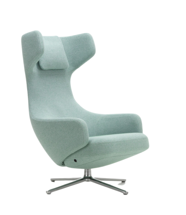 Vitra  Grand Repos Lounge Chair w. Ottoman, Dumet pale blue-emerald