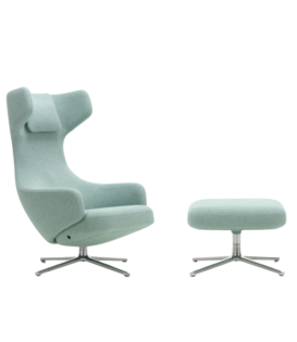 Vitra Grand Repos Lounge Stoel & Ottoman Dumet pale blue-emerald