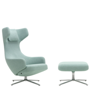 Grand Repos Lounge Chair & Ottoman Dumet pale blue-emerald