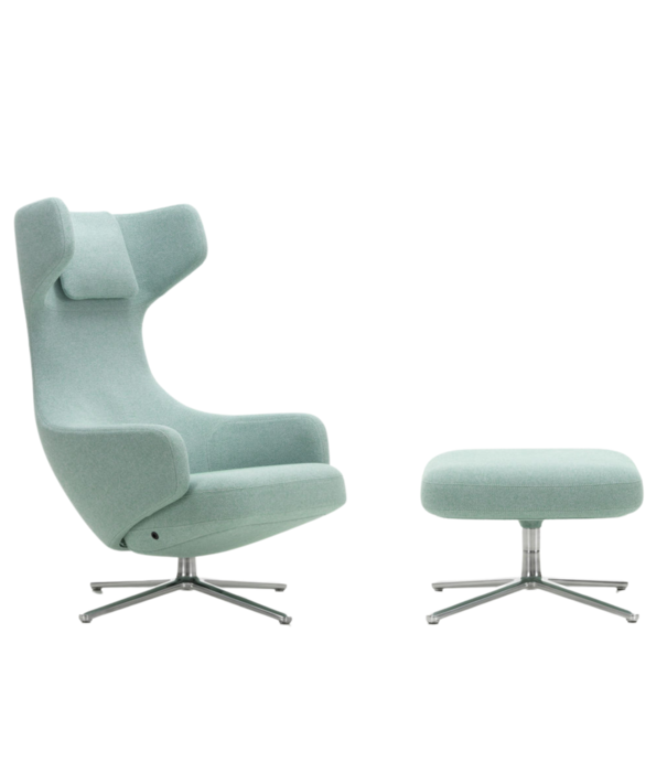 Vitra  Vitra Grand Repos Lounge Stoel m. Ottoman, Dumet pale blue-emerald