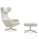 Vitra Grand Repos Lounge Chair w. Ottoman, Nubia ivory-pearl
