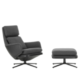 Vitra Grand Relax lounge chair black leather,  fabric Dumet carbon black