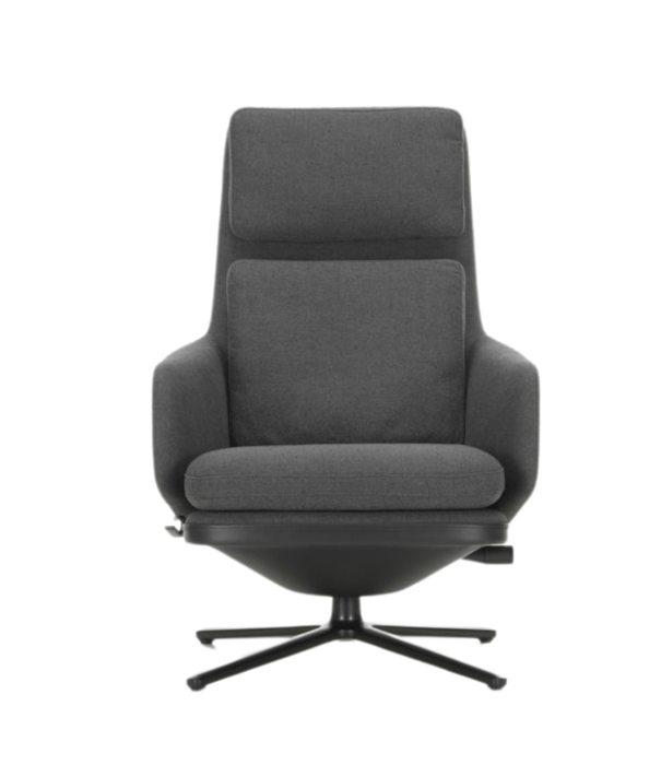 Vitra  Vitra Grand Relax lounge stoel zwart leer,  stof Dumet carbon-black