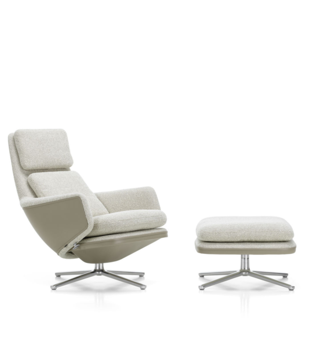 Vitra  Vitra Grand Relax lounge stoel sand leer,  Nubia cream-sand