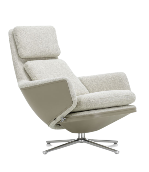 Vitra  Vitra Grand Relax lounge stoel sand leer,  Nubia cream-sand