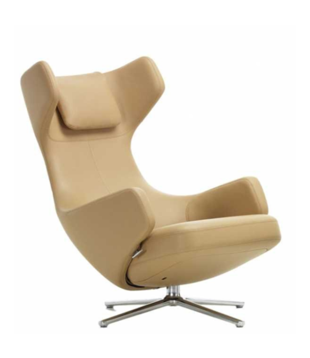 Vitra  Vitra - Grand Repos lounge chair with ottoman - Premium leather Cashew