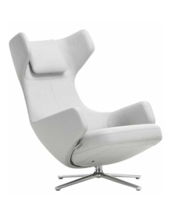 Vitra  Vitra Grand Repos lounge stoel met ottoman, Premium leer Clay