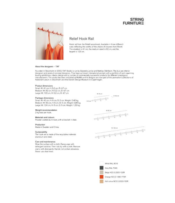 String  String Relief Hook Rail 82cm