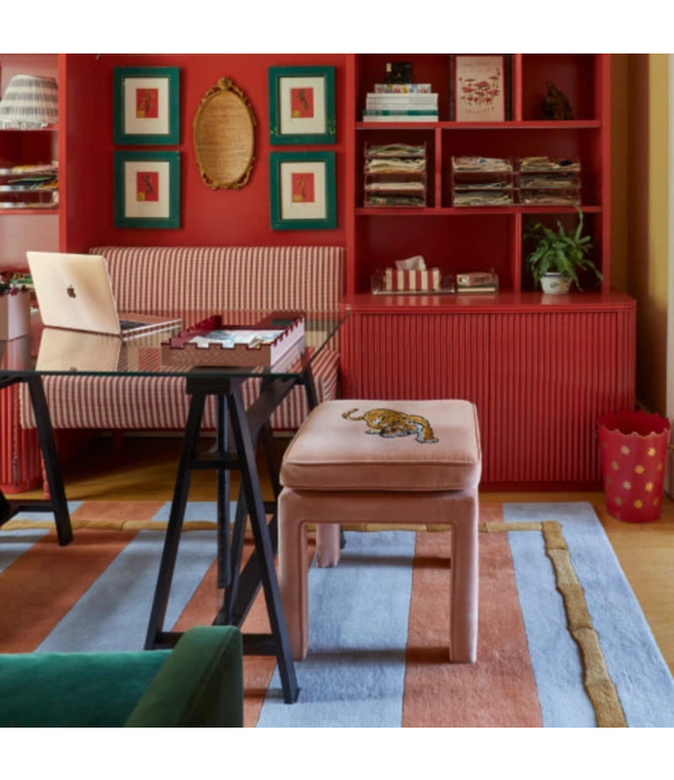 Layered  Layered Alice Crawley Bamboo Stripe Wool Rug Zen blue